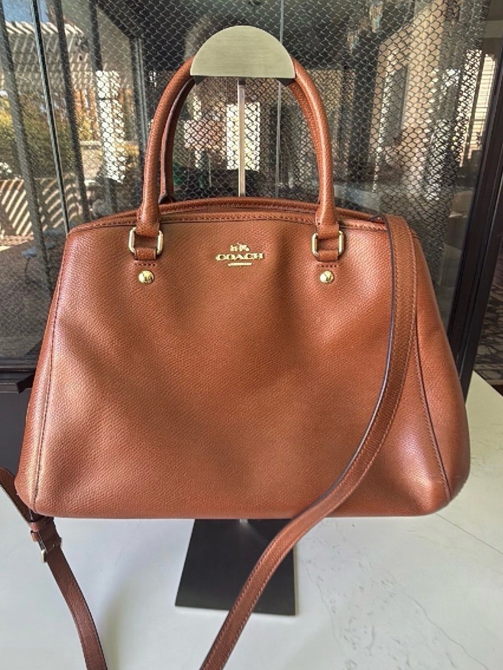 Coach Margot Carryall Tote Saddle Brown Crossgrain Leather Satchel